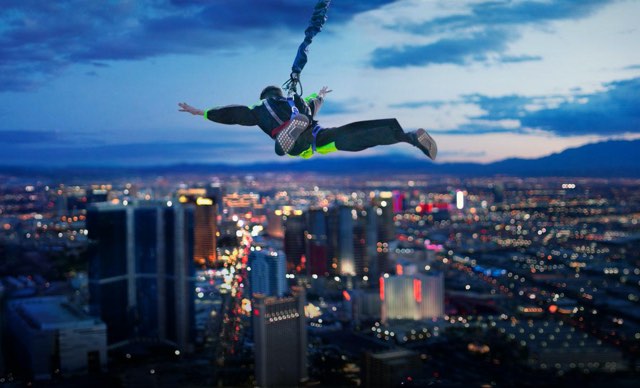 Three amusements on the stratosphere tower pod.